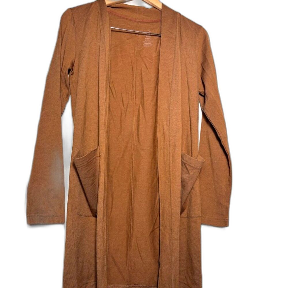 WoolX Paisley Cardigan Sweater Caramel XS Lightweight Merino Wool All Season - Picture 2 of 5